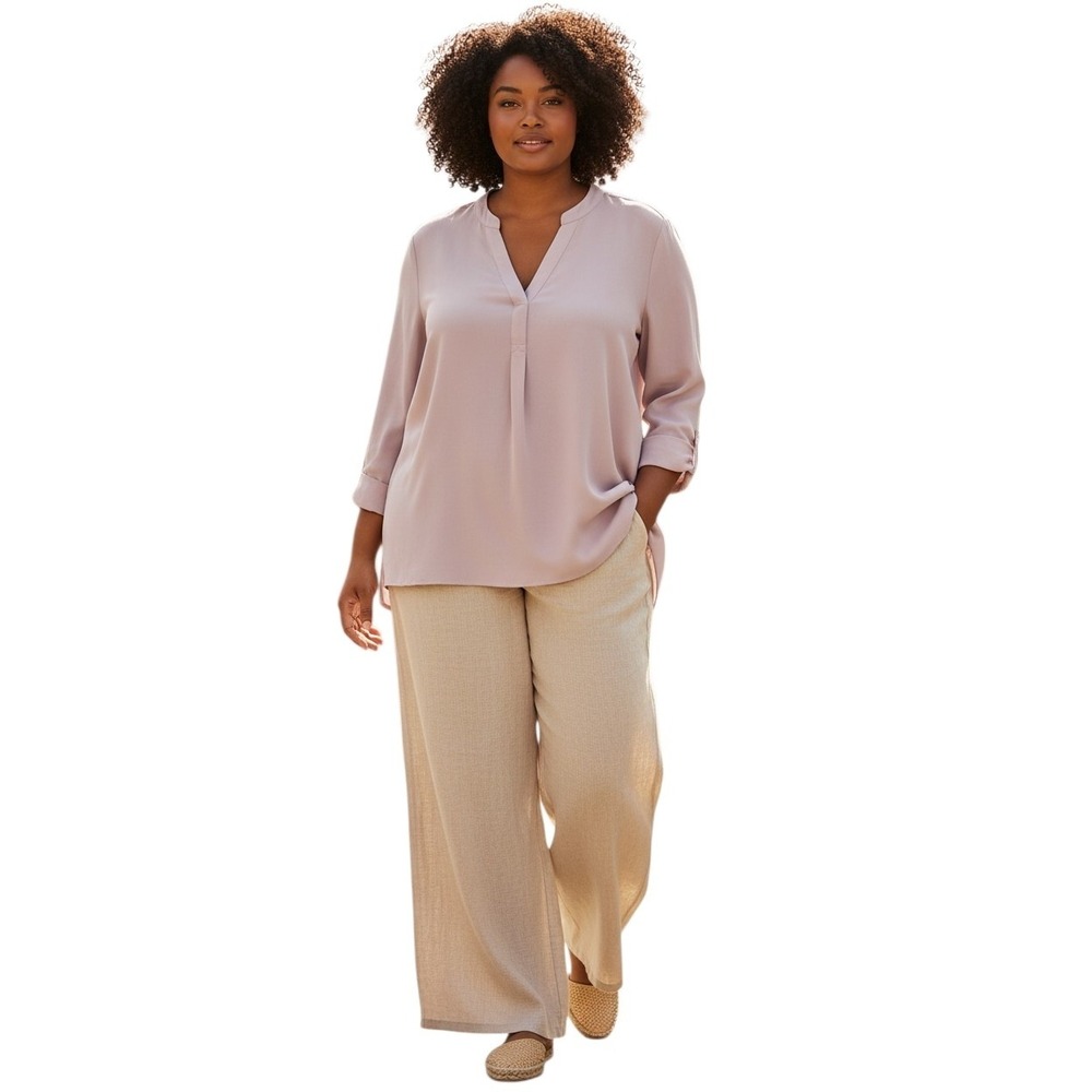 Woman Within Plus size 1X Casual Office Comfy‎ Summer Minimalist Loose Tunic Top
